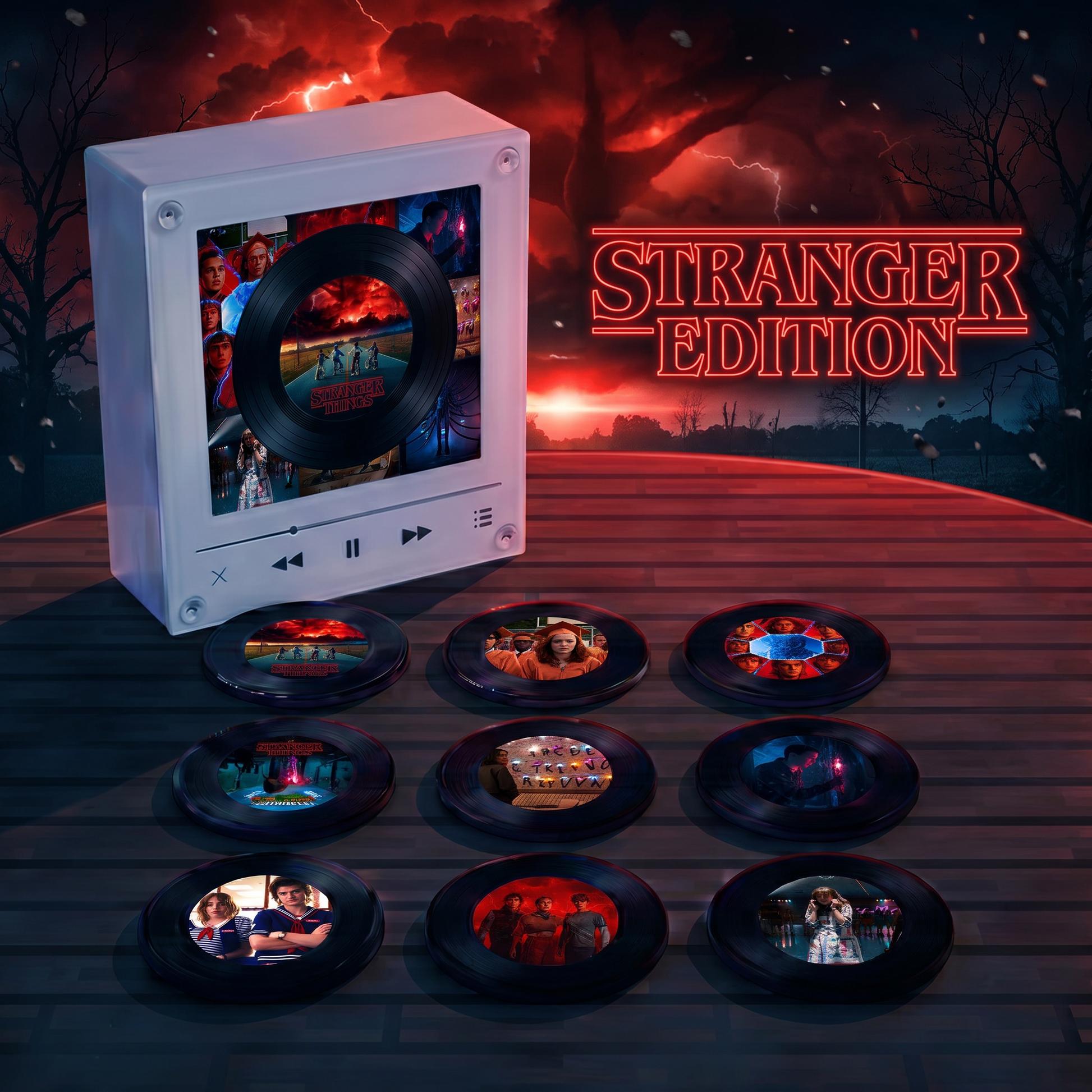 Stranger Things design magnetic disc for the Mini Magnetic Music Player